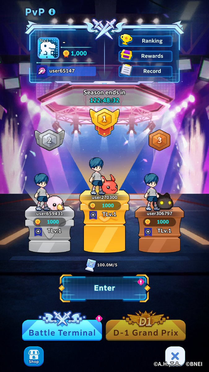 デジモンUPのPvP画面